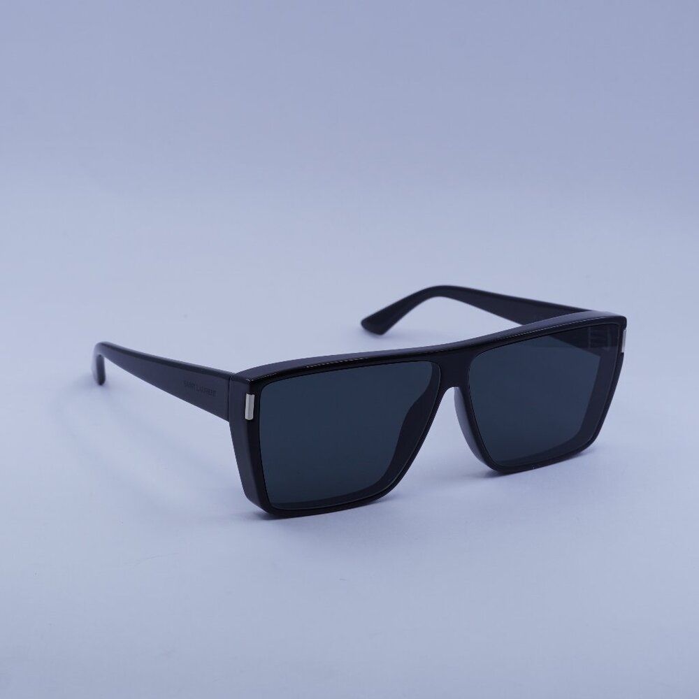 Saint Laurent SL 756 001 Sunglasses Black Square Frame, Dark Grey Lenses
